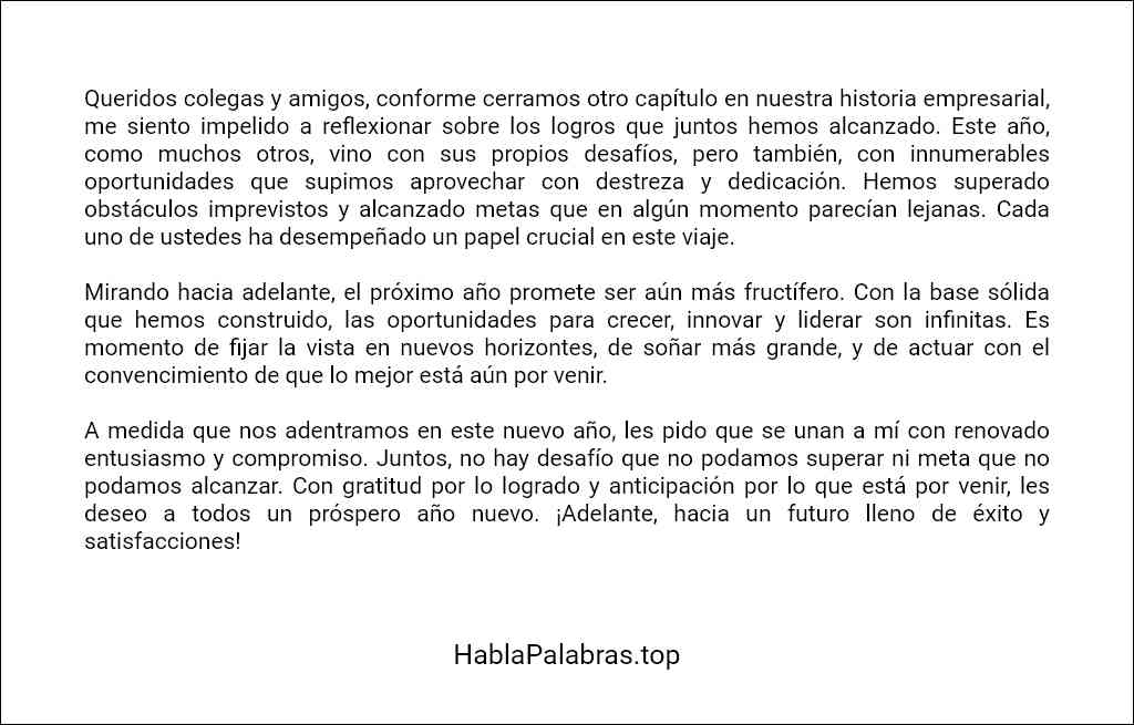 formato de Discurso de fin de año empresarial 