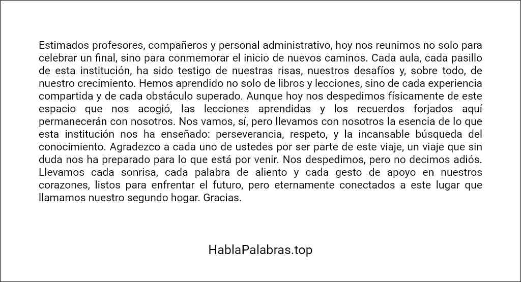 como redactar un Discurso de despedida de un alumno a su colegio 